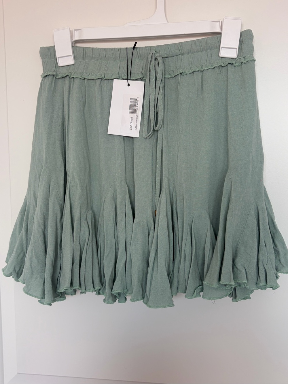 Bluivy Sage Green Ruffle Hem Skater Skirt
